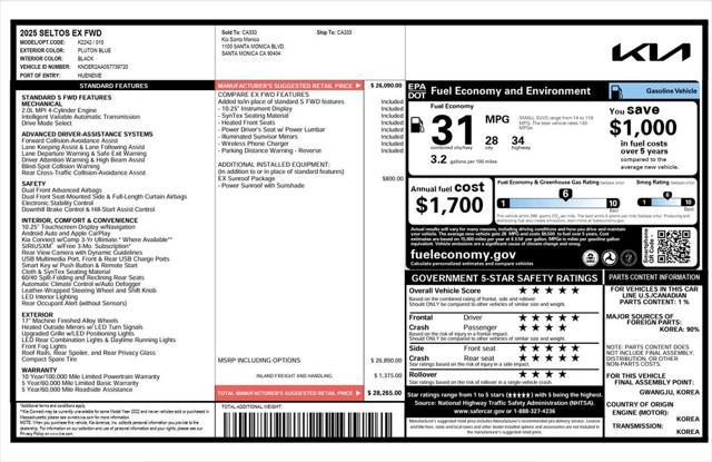 used 2025 Kia Seltos car, priced at $25,000