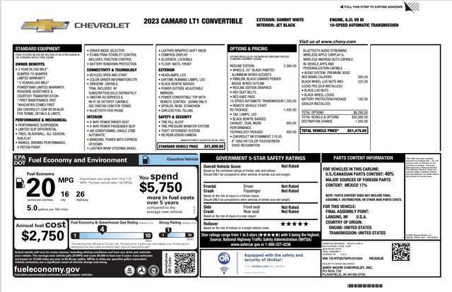 used 2023 Chevrolet Camaro car, priced at $46,200