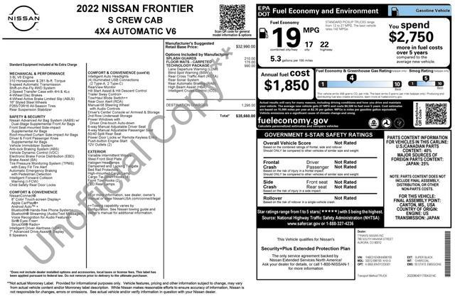 used 2022 Nissan Frontier car, priced at $27,300