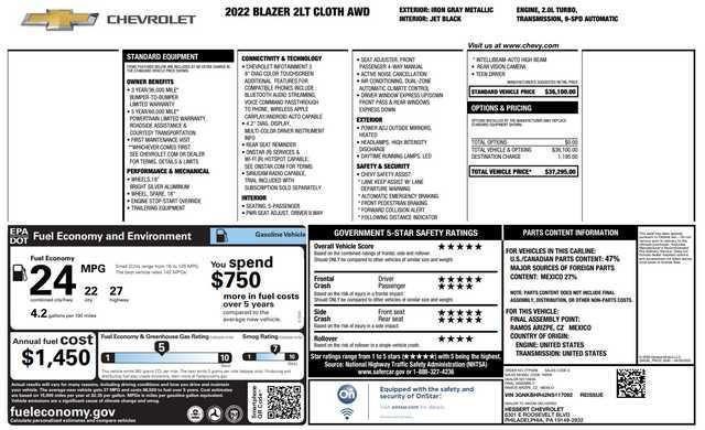 used 2022 Chevrolet Blazer car, priced at $26,500