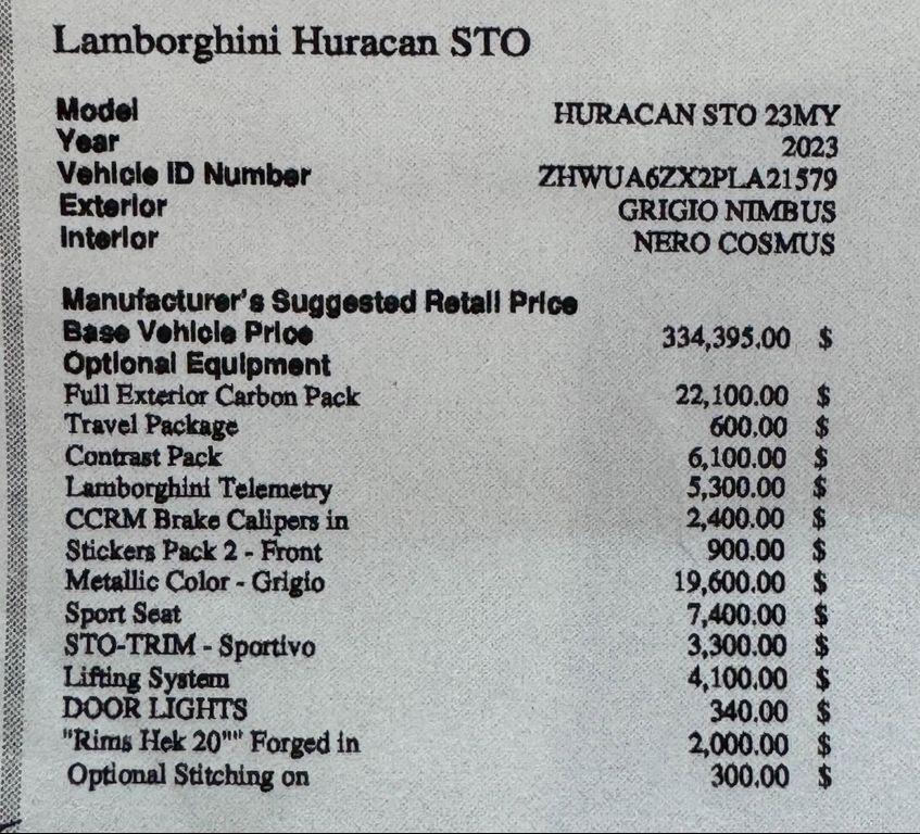 used 2023 Lamborghini Huracan STO car