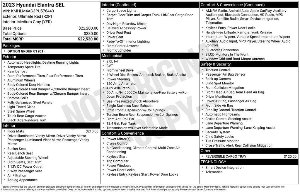 used 2023 Hyundai Elantra car, priced at $18,650