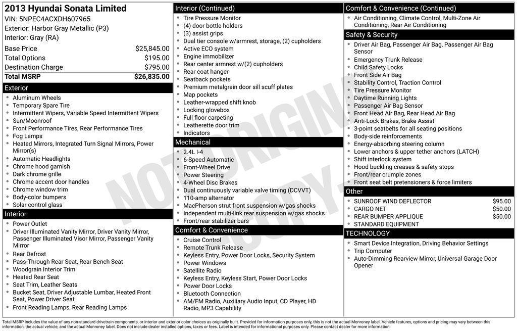 used 2013 Hyundai Sonata car, priced at $6,500