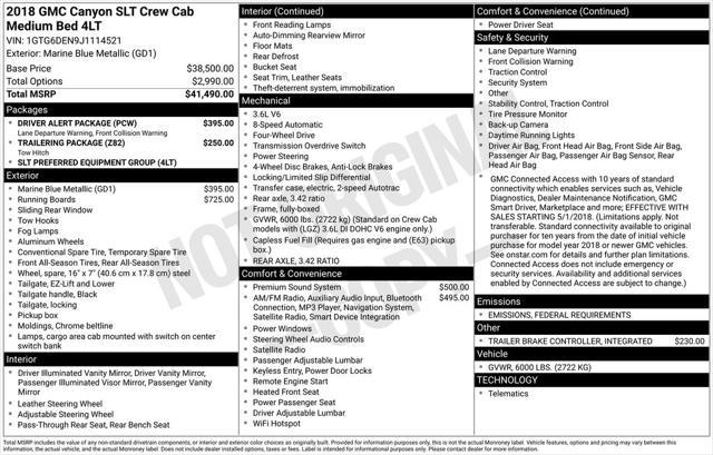 used 2018 GMC Canyon car, priced at $24,750
