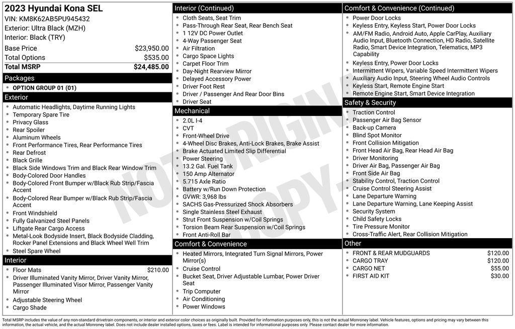 used 2023 Hyundai Kona car, priced at $20,750