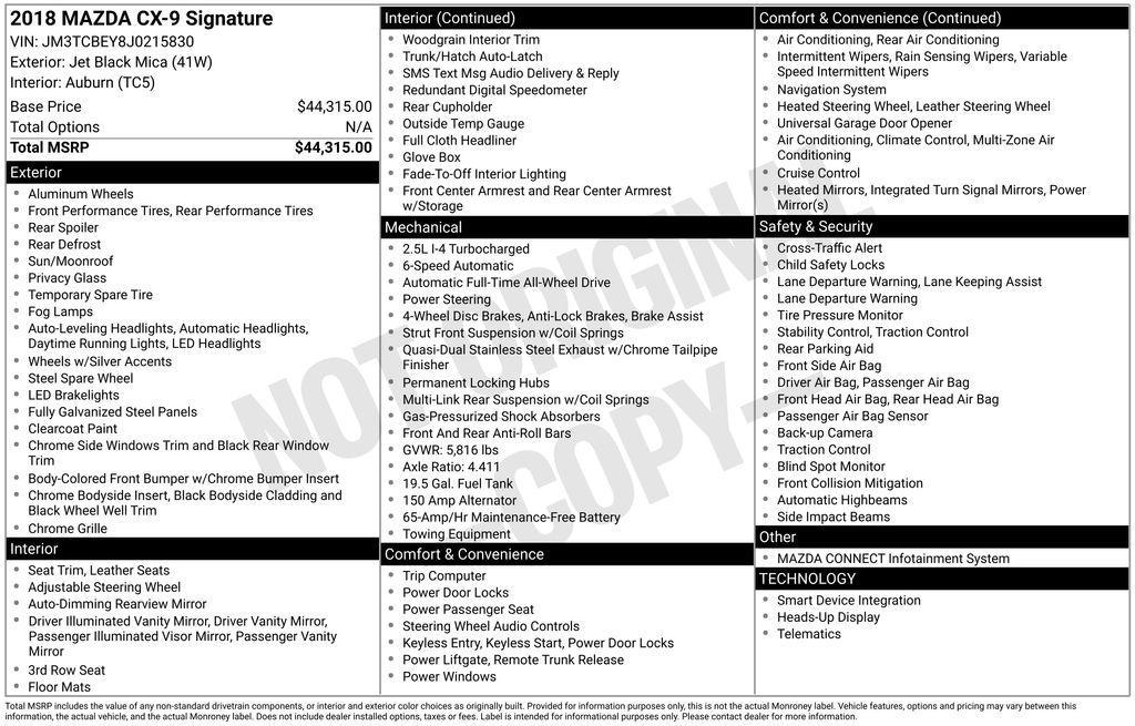 used 2018 Mazda CX-9 car, priced at $17,350