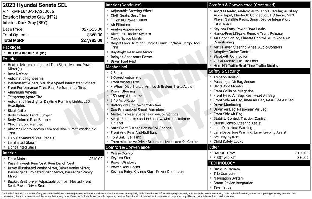 used 2023 Hyundai Sonata car, priced at $21,500