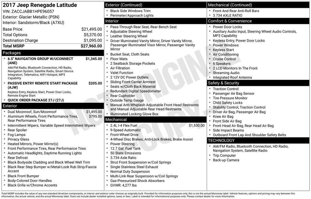 used 2017 Jeep Renegade car, priced at $12,650