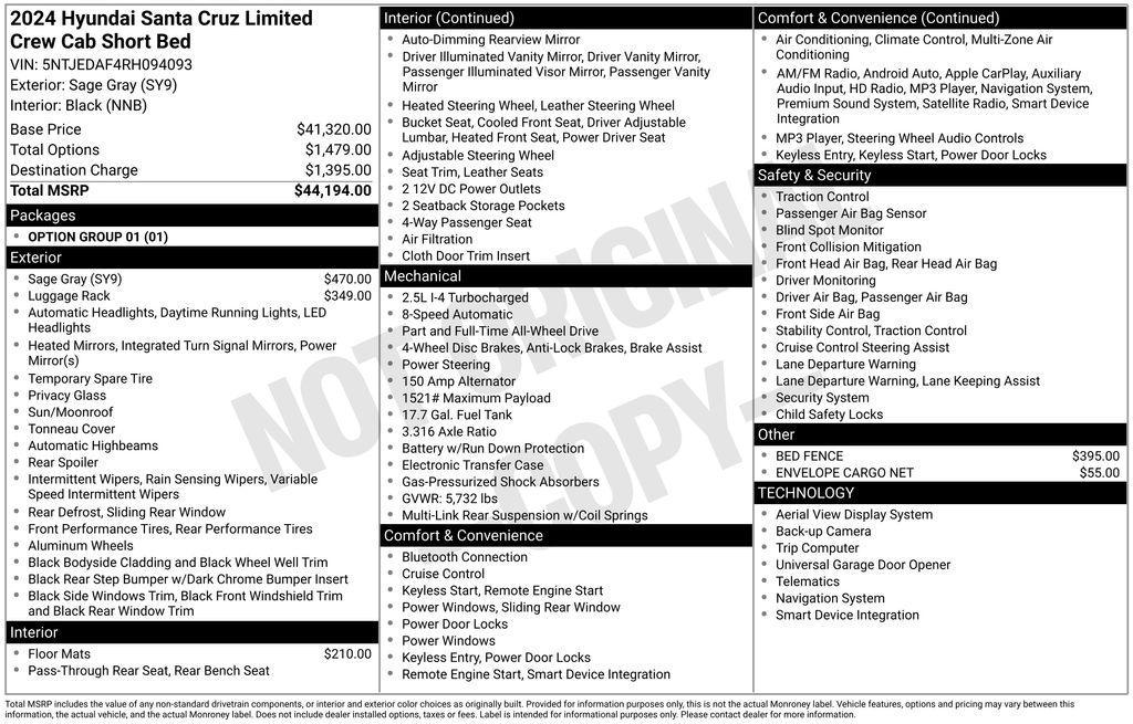 used 2024 Hyundai SANTA CRUZ car, priced at $29,999