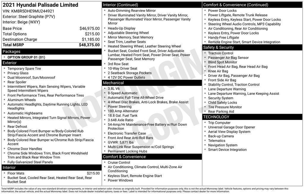 used 2021 Hyundai Palisade car, priced at $27,000