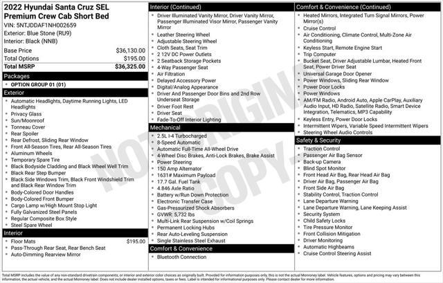 used 2022 Hyundai SANTA CRUZ car, priced at $24,700