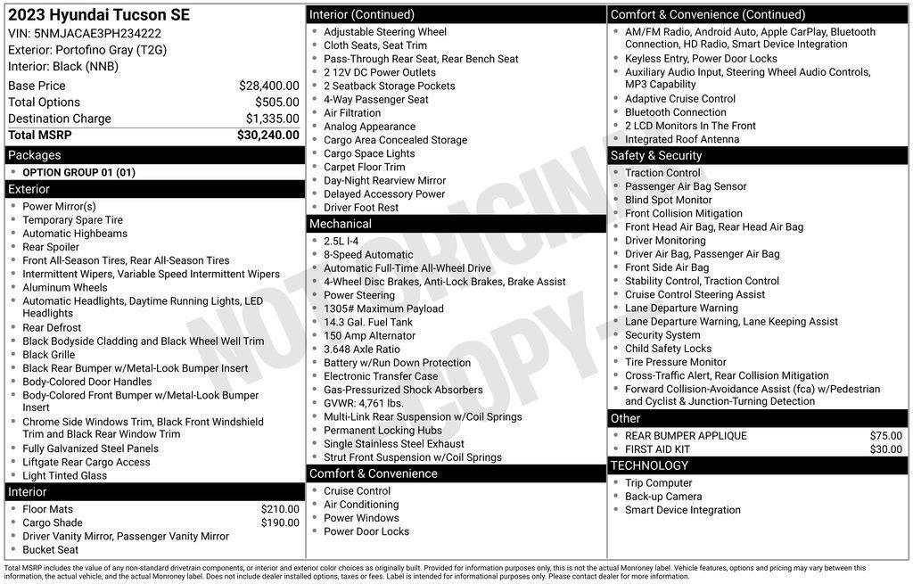 used 2023 Hyundai Tucson car, priced at $19,501