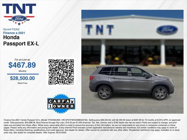 used 2021 Honda Passport car, priced at $28,500
