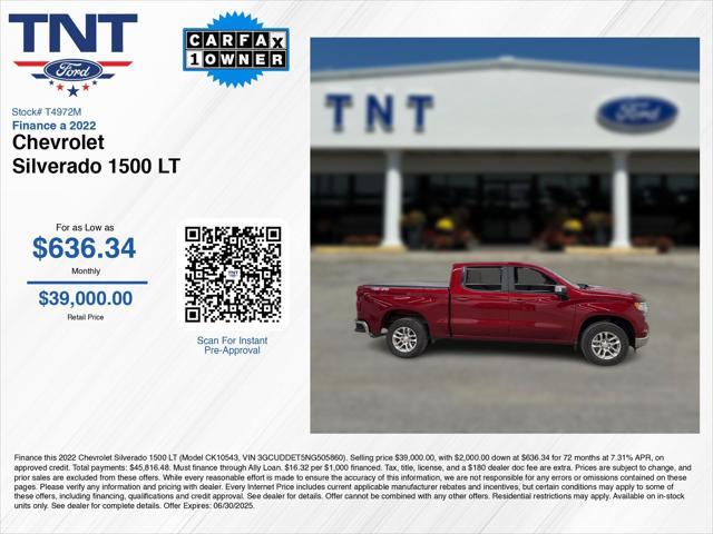 used 2022 Chevrolet Silverado 1500 car, priced at $38,000