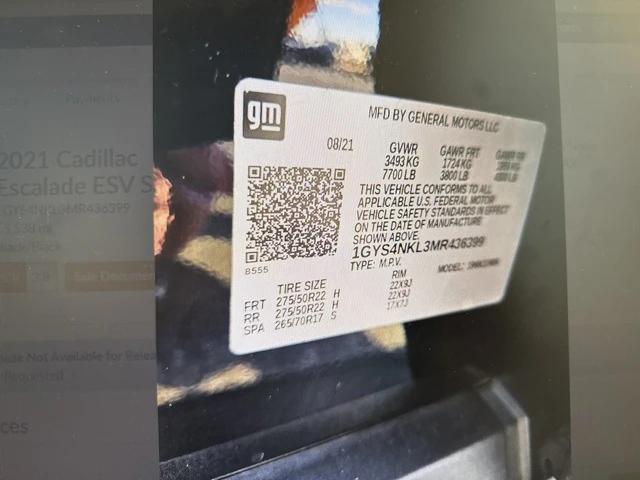 used 2021 Cadillac Escalade ESV car, priced at $62,462