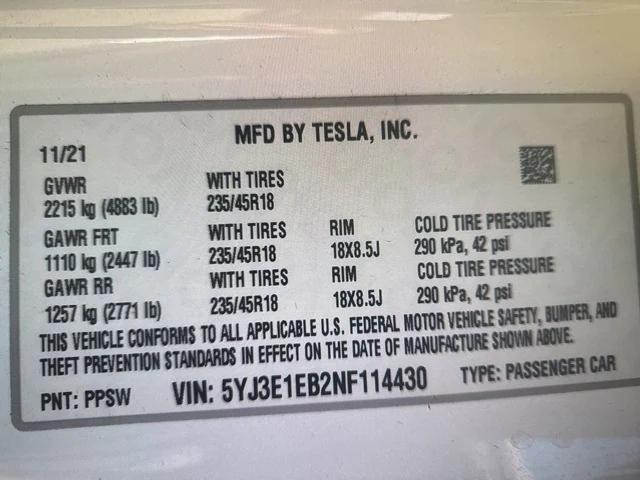 used 2022 Tesla Model 3 car, priced at $25,949