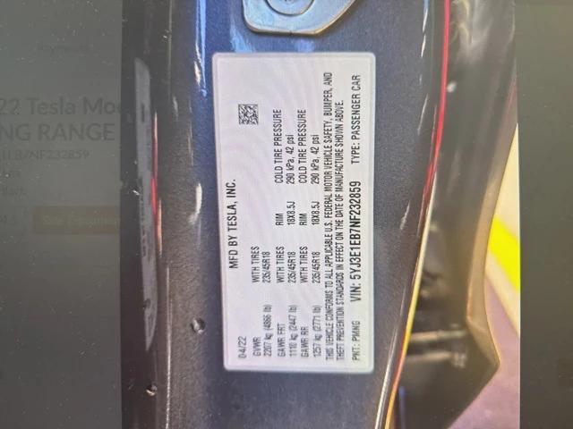 used 2022 Tesla Model 3 car, priced at $22,825