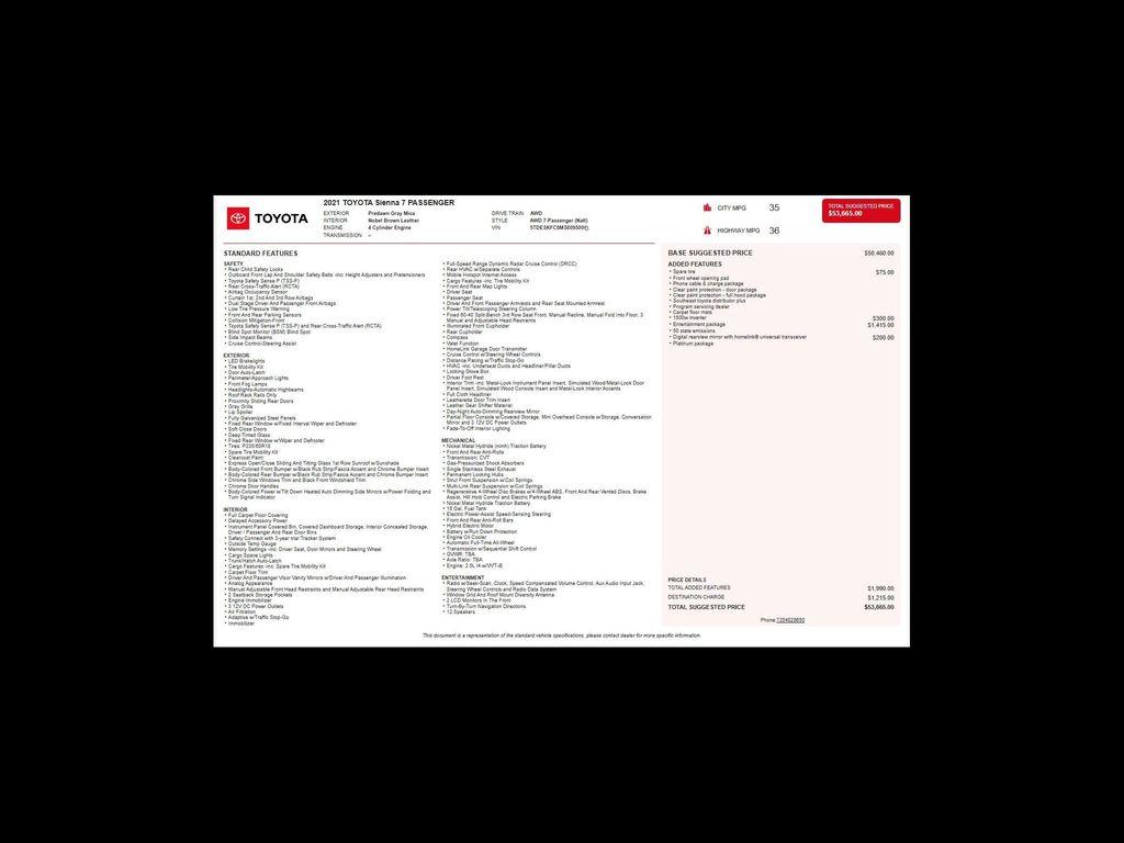 used 2021 Toyota Sienna car, priced at $41,998