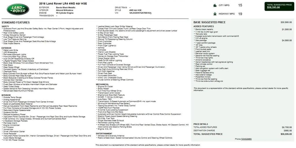 used 2016 Land Rover LR4 car, priced at $17,498