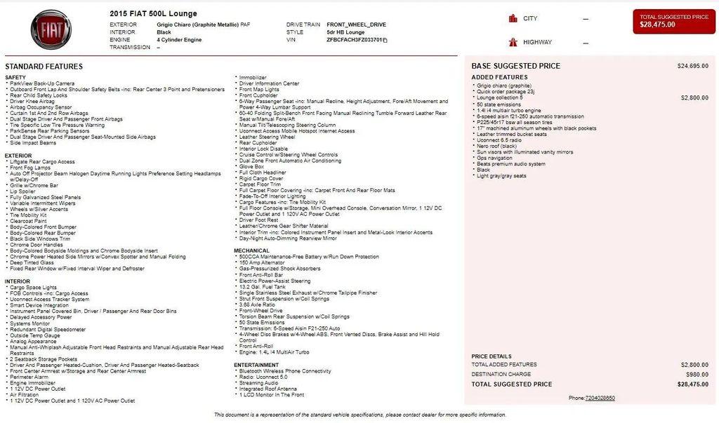 used 2015 FIAT 500 car, priced at $9,999