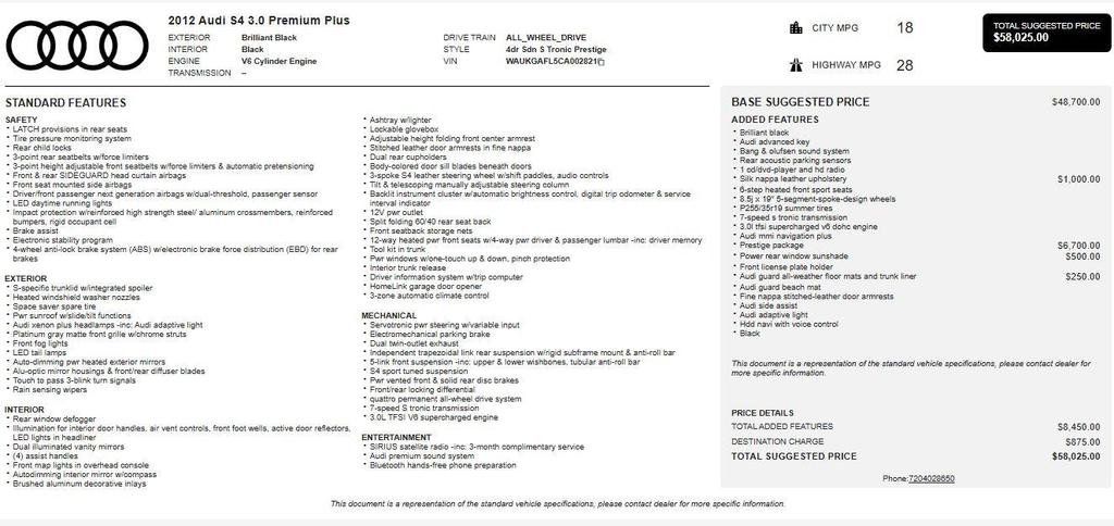 used 2012 Audi S4 car, priced at $19,990