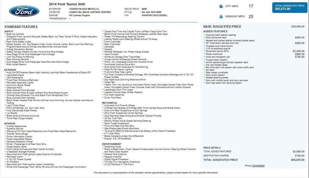 used 2014 Ford Taurus car, priced at $10,990