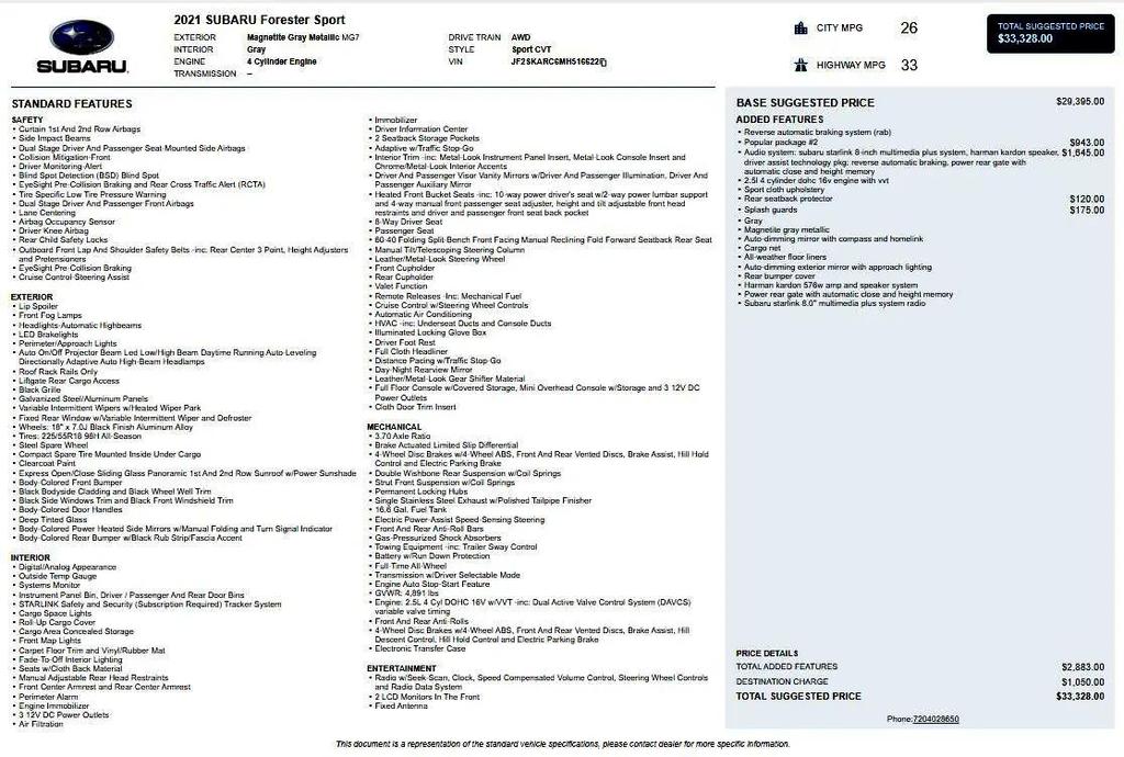used 2021 Subaru Forester car, priced at $26,498