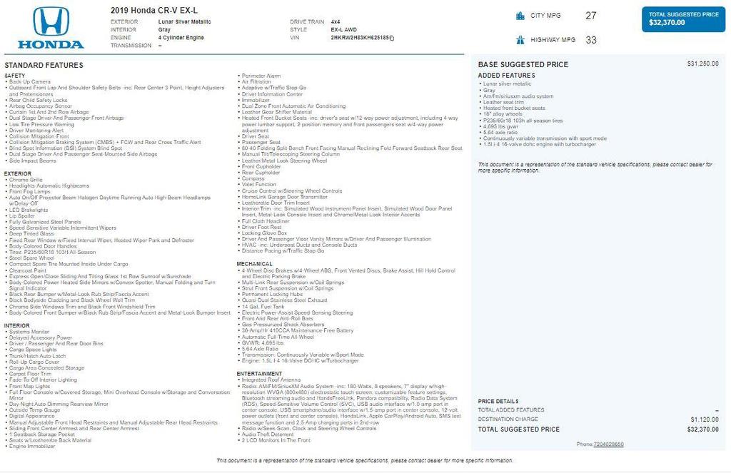 used 2019 Honda CR-V car, priced at $25,498