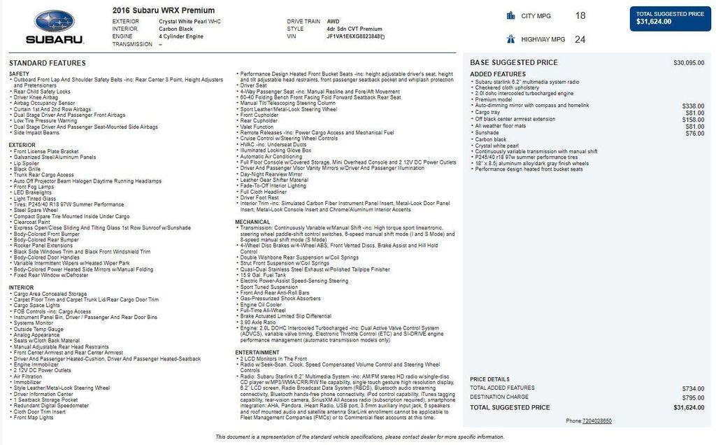 used 2016 Subaru WRX car, priced at $20,990