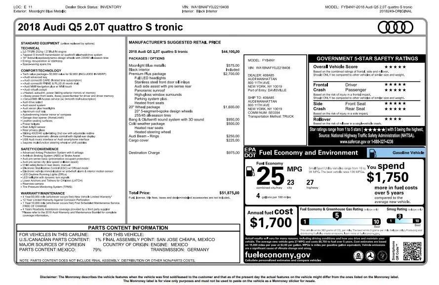 used 2018 Audi Q5 car, priced at $17,361