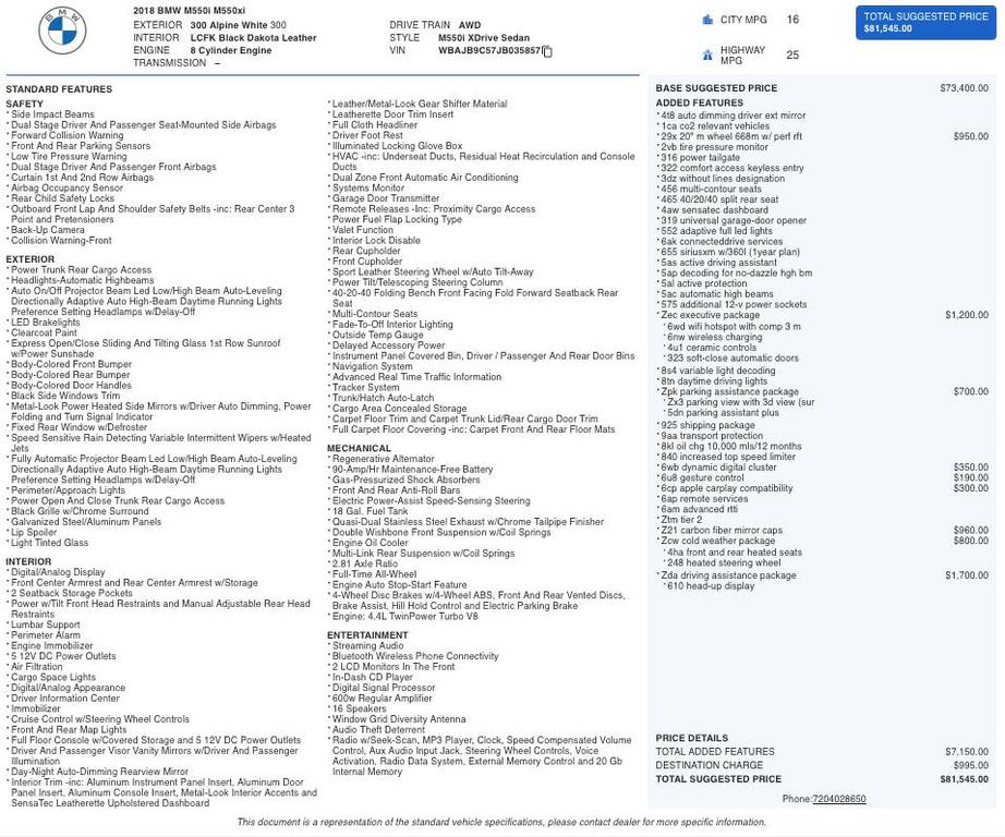 used 2018 BMW M550 car, priced at $28,298