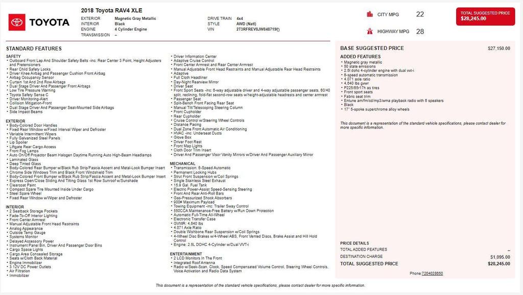 used 2018 Toyota RAV4 car, priced at $24,998