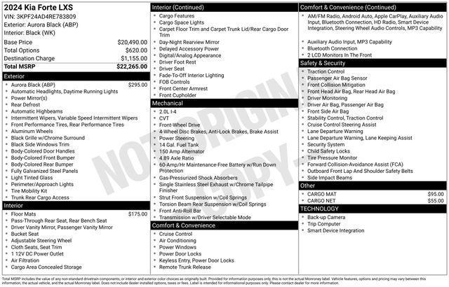 used 2024 Kia Forte car, priced at $19,309