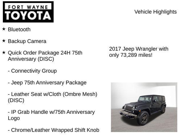 used 2017 Jeep Wrangler Unlimited car, priced at $22,237