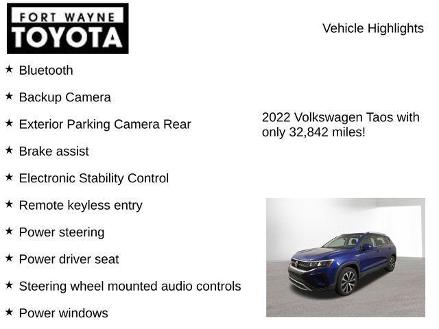 used 2022 Volkswagen Taos car, priced at $21,226