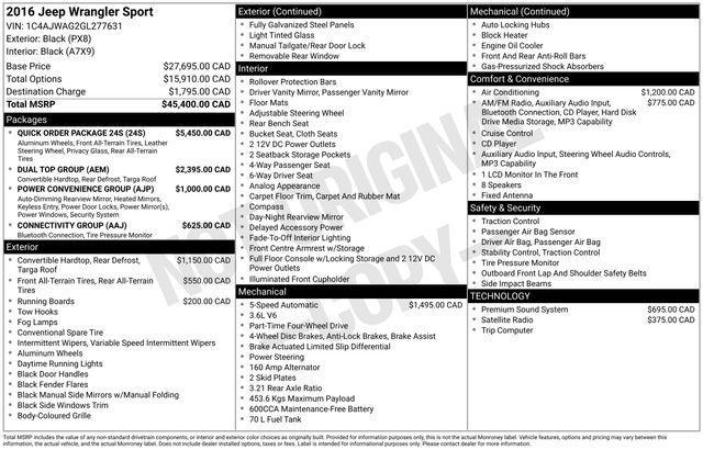 used 2016 Jeep Wrangler car, priced at $20,225