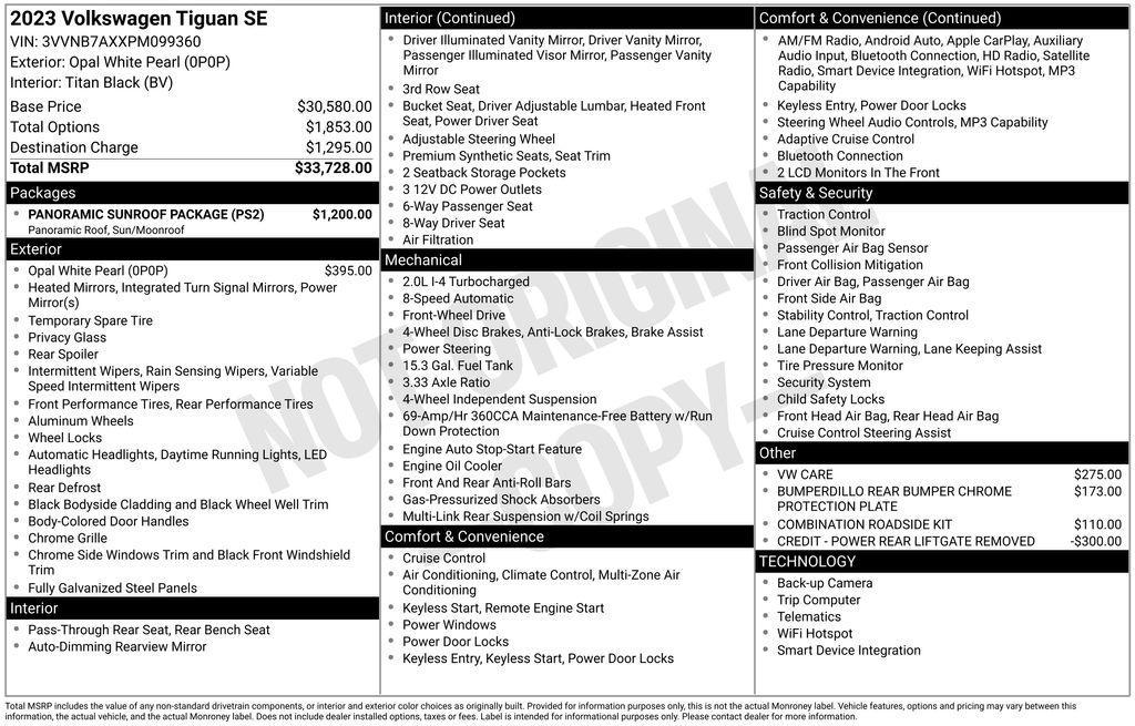 used 2023 Volkswagen Tiguan car, priced at $22,500