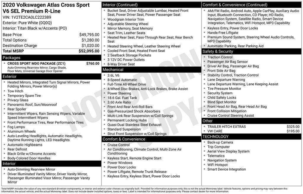 used 2020 Volkswagen Atlas Cross Sport car, priced at $25,222
