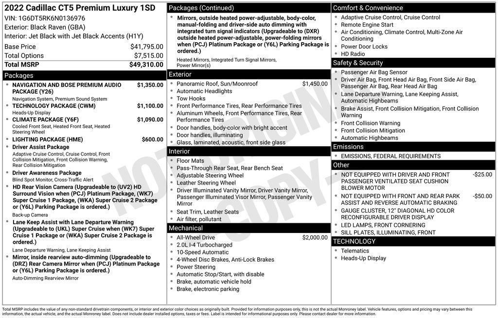 used 2022 Cadillac CT5 car, priced at $33,573