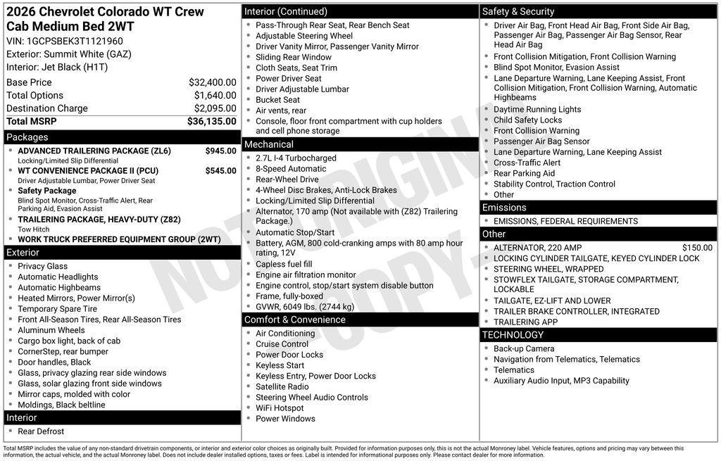 new 2026 Chevrolet Colorado car, priced at $34,635