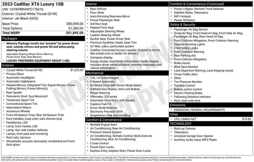 used 2023 Cadillac XT6 car, priced at $35,688