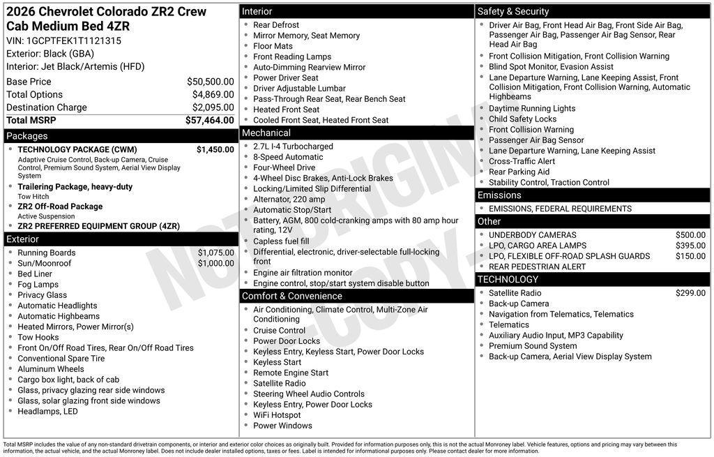 new 2026 Chevrolet Colorado car, priced at $55,248