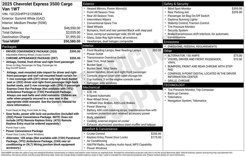 new 2025 Chevrolet Express 3500 car