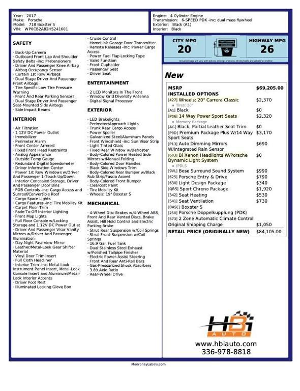 used 2017 Porsche 718 Boxster car, priced at $59,998