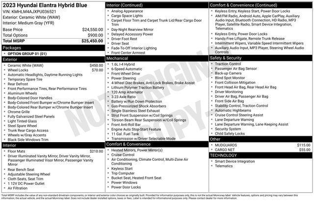 used 2023 Hyundai ELANTRA HEV car, priced at $18,995