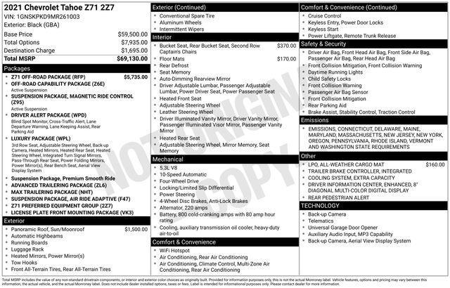 used 2021 Chevrolet Tahoe car, priced at $44,582