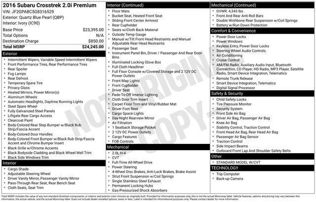 used 2016 Subaru Crosstrek car, priced at $11,910