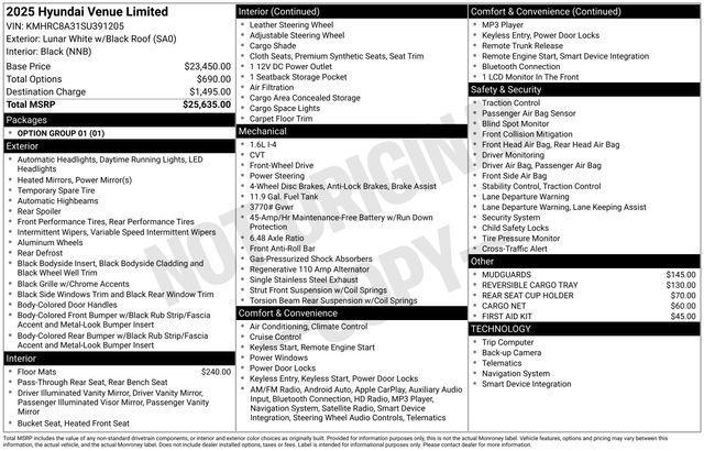 used 2025 Hyundai Venue car, priced at $22,595