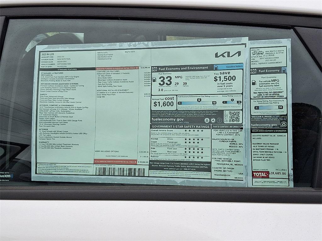 new 2025 Kia K4 car, priced at $24,690