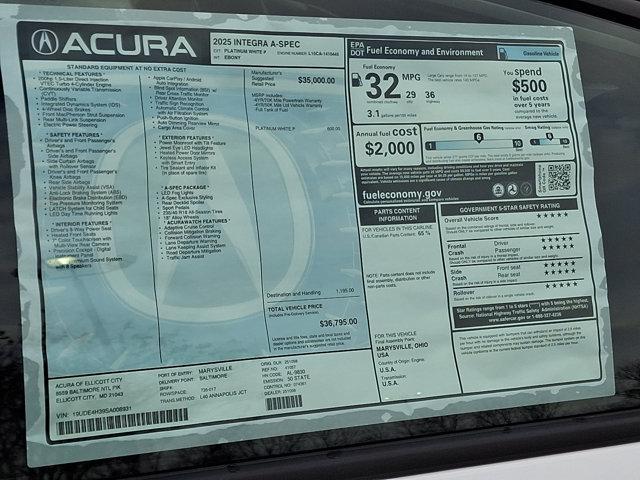 new 2025 Acura Integra car, priced at $36,795